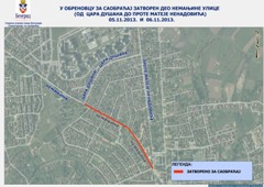 ЗА САОБРАЋАЈ ЗАТВОРЕН ДЕО НЕМАЊИНЕ УЛИЦЕ У ОБРЕНОВЦУ