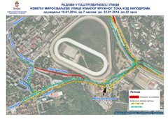 РАДОВИ У ПАШТРОВИЋЕВОЈ УЛИЦИ ИЗМЕЂУ МИРОСВАЉЕВЕ УЛИЦЕ И МАЛОГ КРУЖНОГ ТОКА КОД ХИПОДРОМА